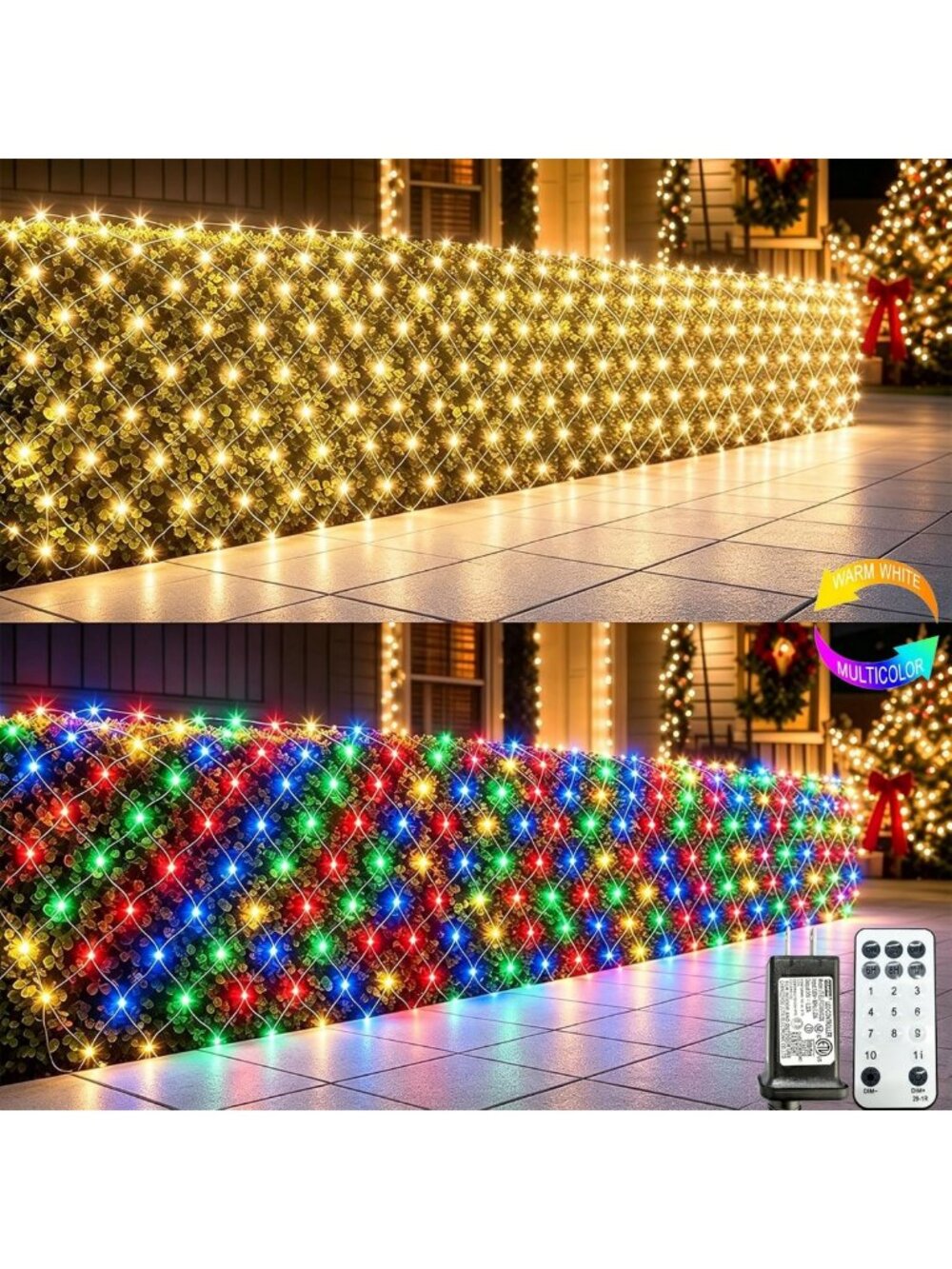 34.5ft LED Net Lights - Dual Color Changing, 11 Modes, Waterproof for Xmas